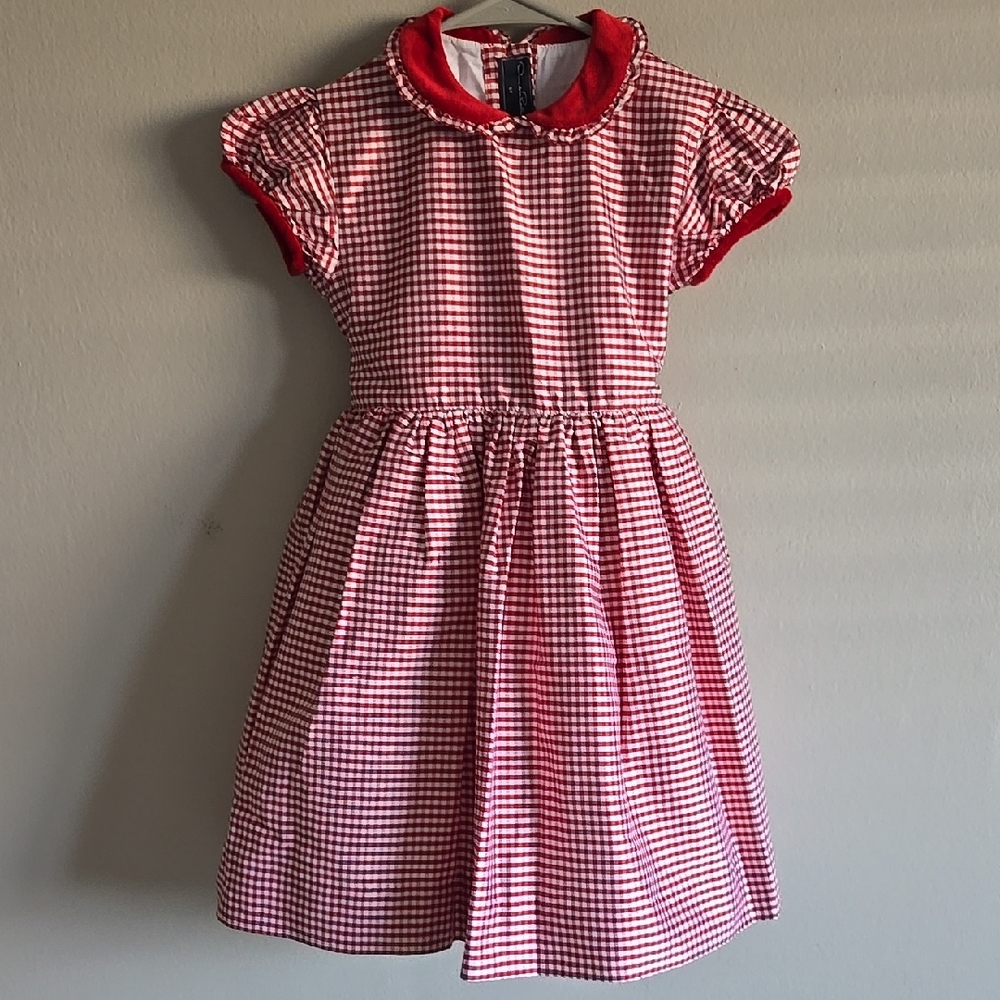 Shop Closing Oscar De La Renta Red and White Gingham Kids Dress